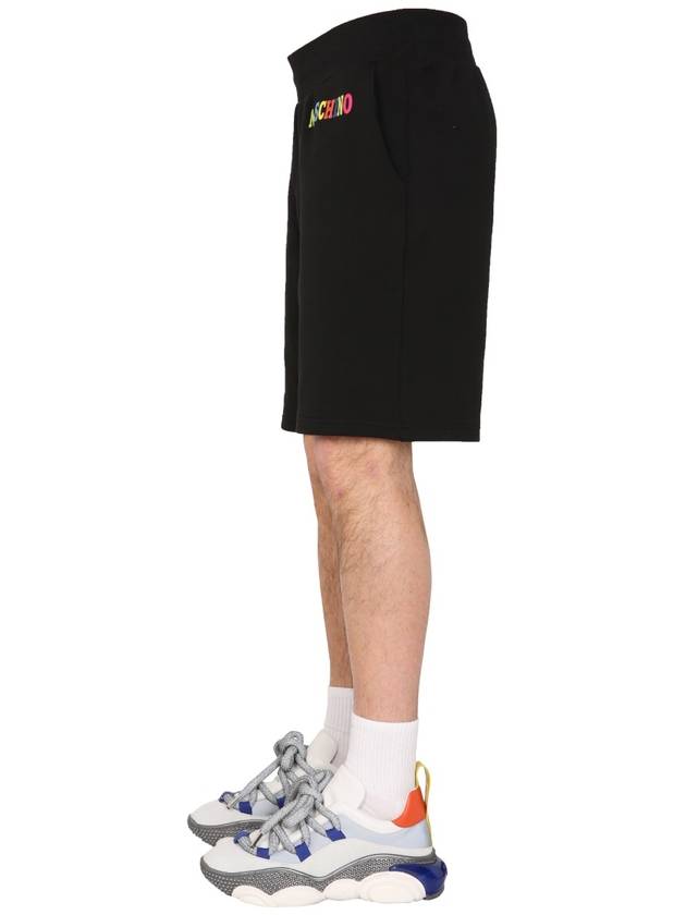 Multicolor Logo Bermuda Shorts Black - MOSCHINO - BALAAN 4