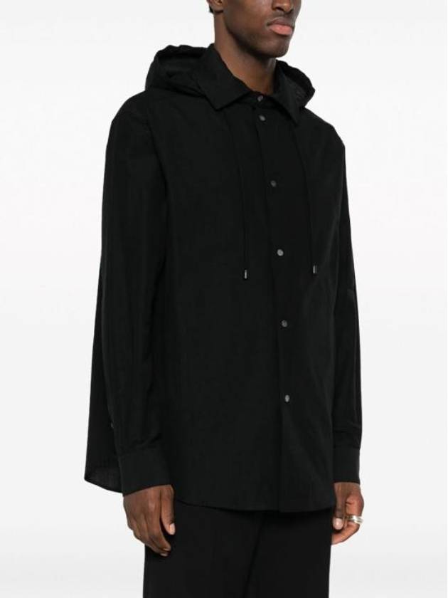 Anagram Overshirt Cotton Hooded Jacket Black - LOEWE - BALAAN 4