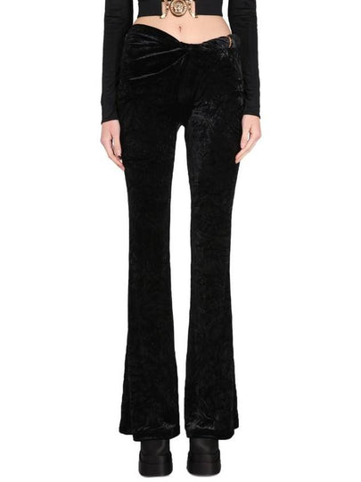 Women's Roll Flared Velvet Skinny Pants Black - VERSACE - BALAAN 2