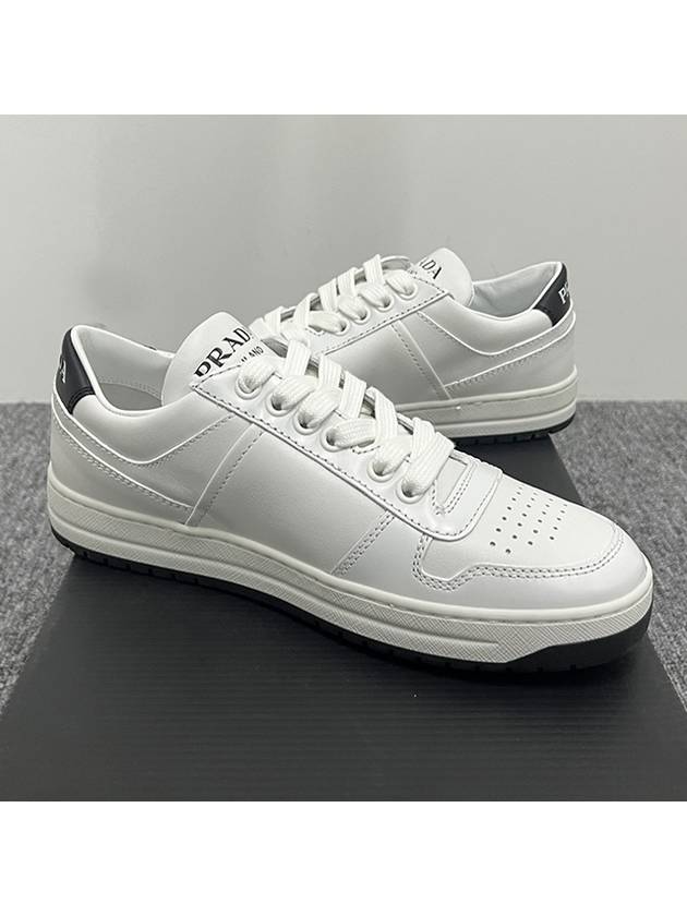 Downtown Perforated Leather Low Top Sneakers White - PRADA - BALAAN 4