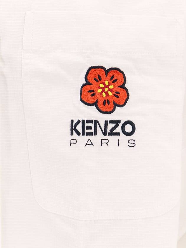 Boke Flower Embroidered Button Long Sleeve Shirt White - KENZO - BALAAN 4