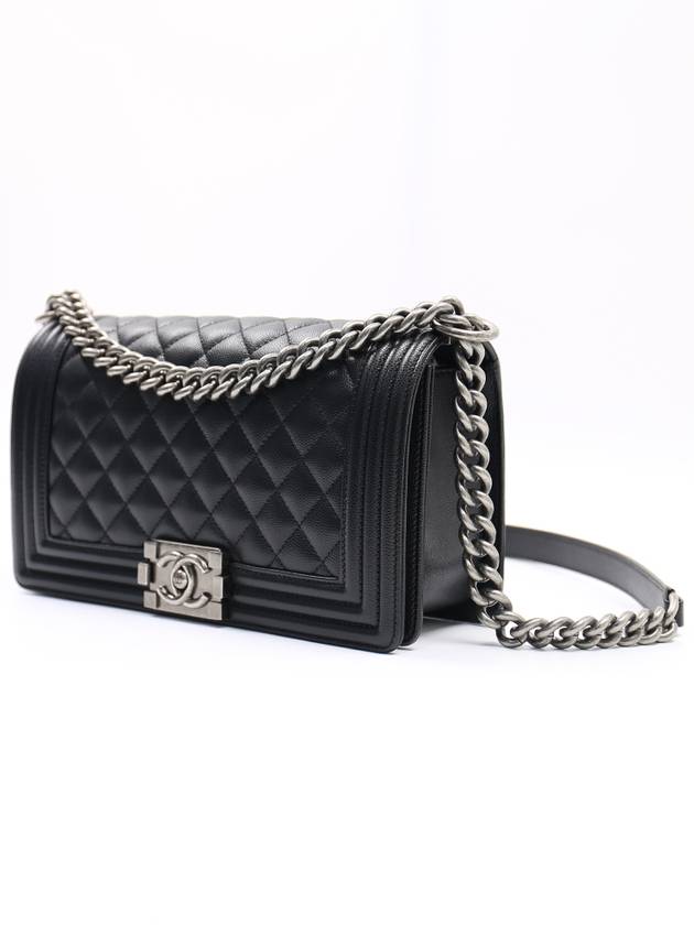 Boy Medium Caviar Cross Bag Ruthenium Metal Black - CHANEL - BALAAN 3