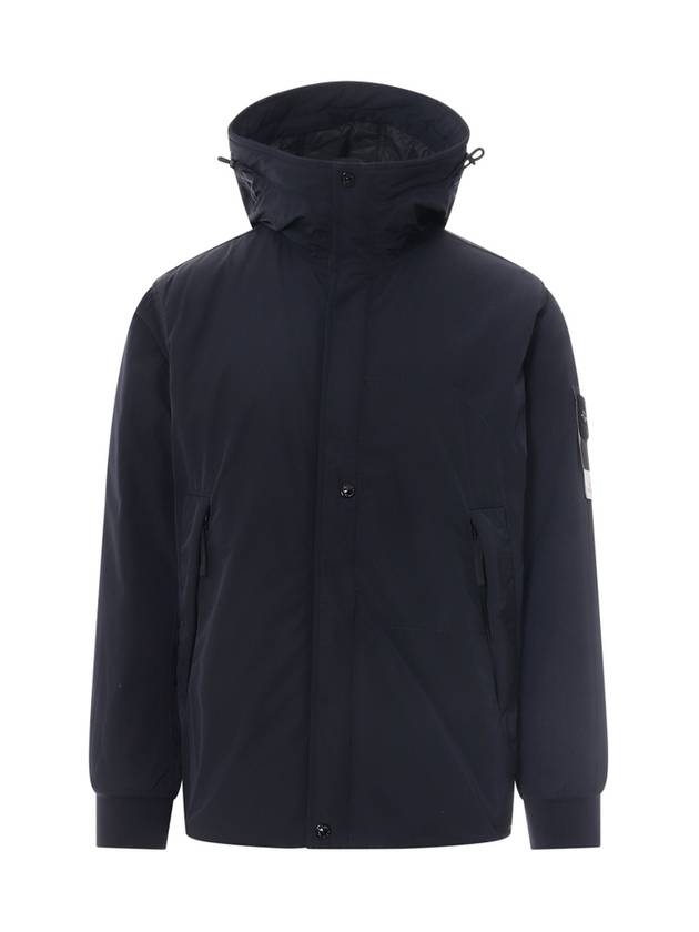 Logo Patch Micro Twill Hooded Jacket Navy - STONE ISLAND - BALAAN 2