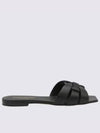 Tribute Smooth Leather Flat Mules Black - SAINT LAURENT - BALAAN 2