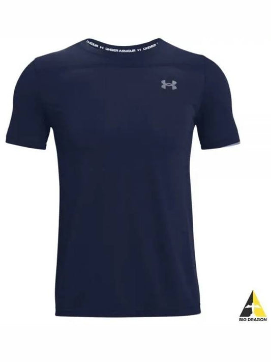 Men's Seamless Logo Short Sleeve T-Shirt Navy - UNDER ARMOUR - BALAAN 2