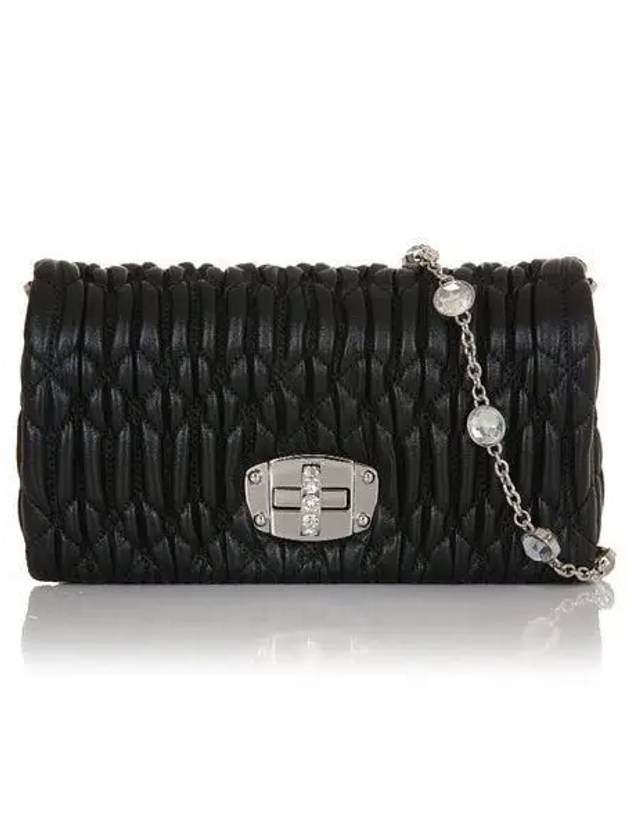 Miu Crystal Nappa Leather Crystal Mini Bag Black - MIU MIU - BALAAN 2