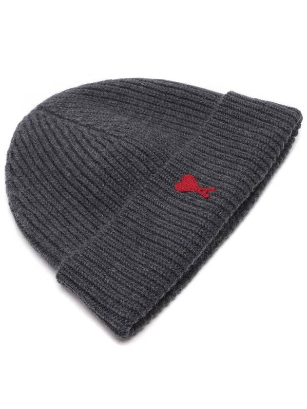 Heart Logo Wool Beanie Heather Grey - AMI - BALAAN 6