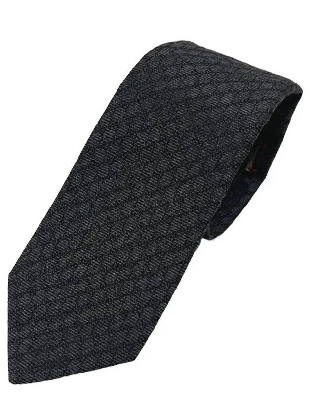 Interlocking G Silk Wool Tie Black - GUCCI - BALAAN 4