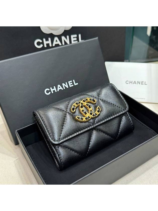 Wallet New Logo CC Lambskin Nineteen 19 Black - CHANEL - BALAAN 2