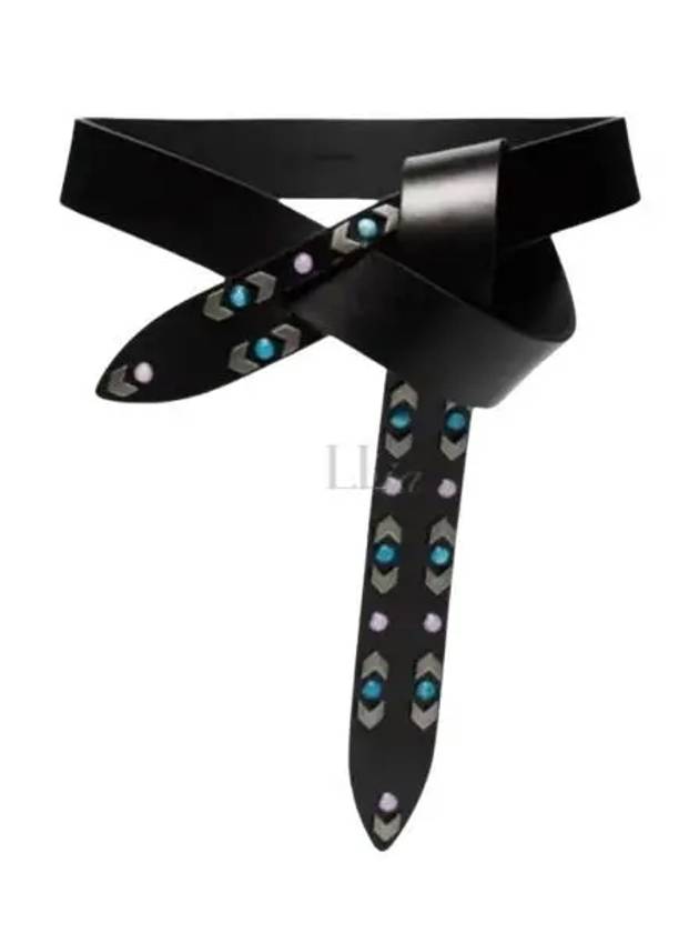 Lecce Stud Detail Leather Belt Black - ISABEL MARANT - BALAAN 2