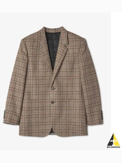 Check Cashmere Wool Blazer Jacket Brown - CELINE - BALAAN 2