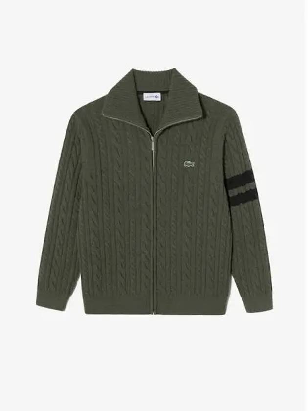 Men s cable zip up spring and fall cardigan AH302E 54N BMY domestic product GQ2N24082969832 - LACOSTE - BALAAN 1