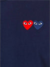 Play Men's Double Heart Wappen Short Sleeve T-Shirt Navy P1 T226 2 - COMME DES GARCONS - BALAAN 6