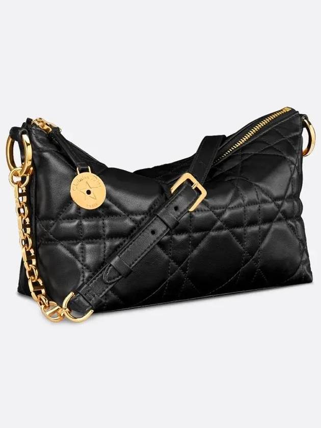 Star Macrocannage Lambskin Chain Hobo Shoulder Bag Black - DIOR - BALAAN 3