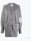 Stitched Cotton 4 Bar Cardigan Grey - THOM BROWNE - BALAAN 2