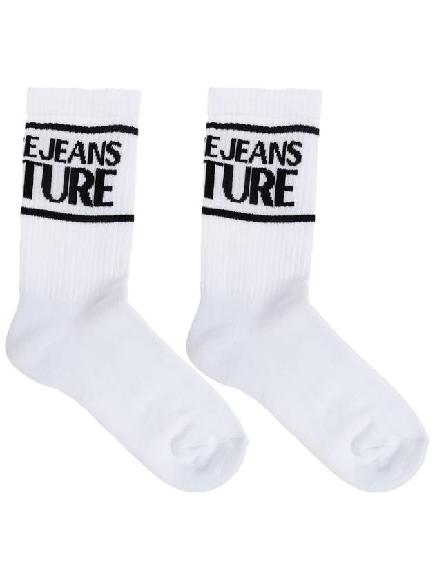 Versace Jeans Couture Cotton Socks With Logo, Women's, White - VERSACE - BALAAN 4