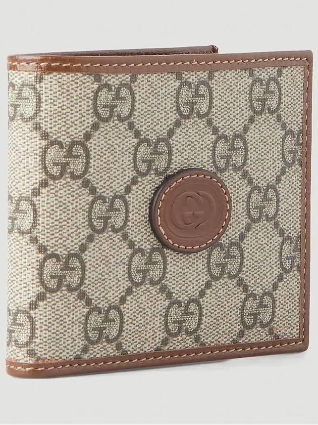 GG Supreme Interlocking Half Wallet Brown - GUCCI - BALAAN 3