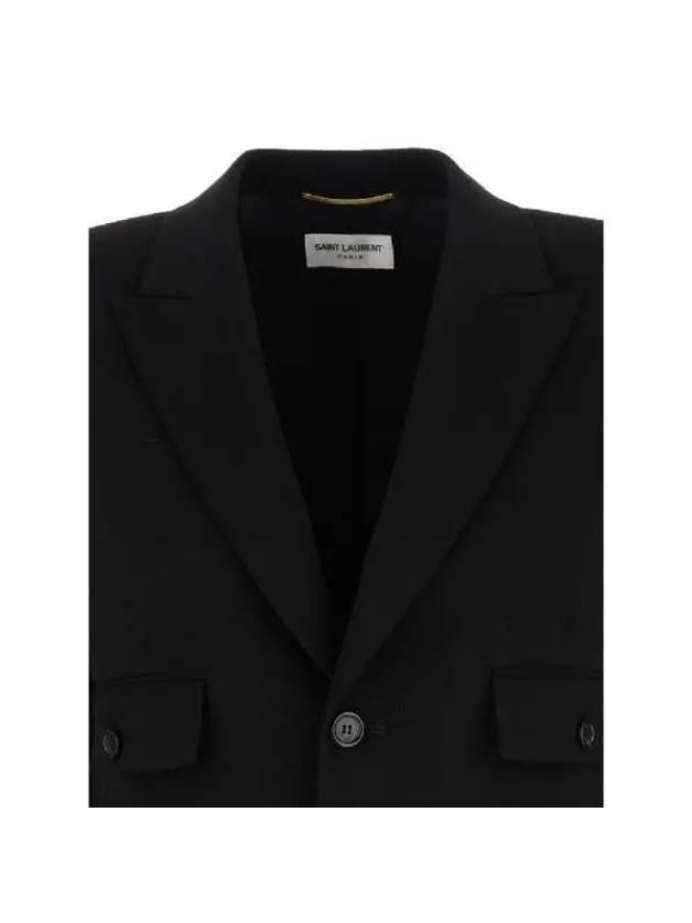 Single Breasted Crepe Blazer Jacket Black - SAINT LAURENT - BALAAN 4