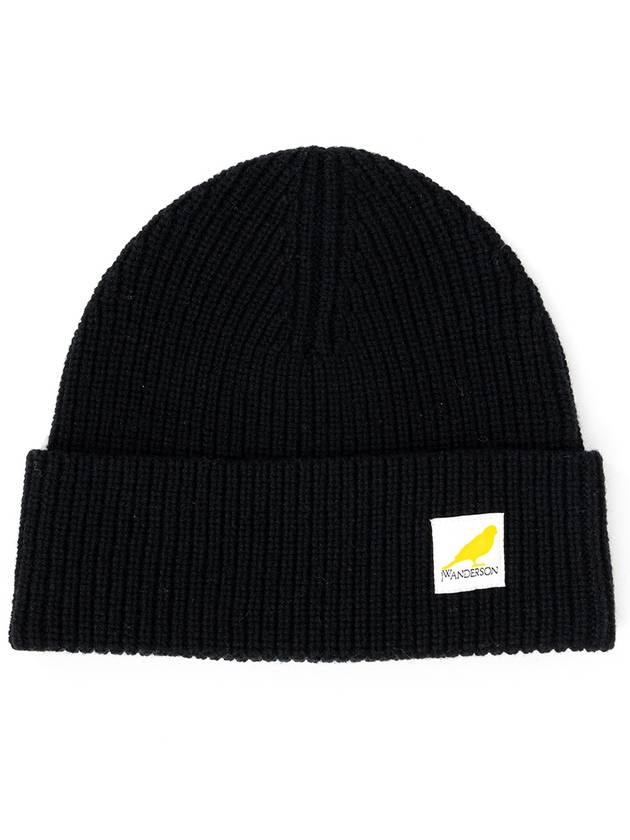 Logo Patch Wool Beanie Black - JW ANDERSON - BALAAN 2