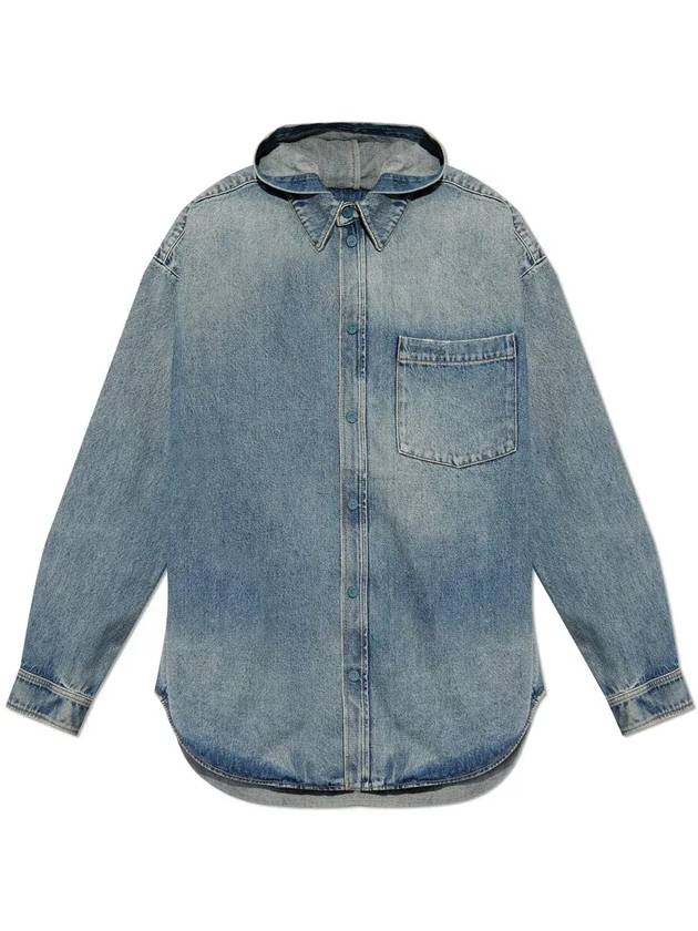 Collar Denim Long Sleeve Shirt Blue - BALENCIAGA - BALAAN 1