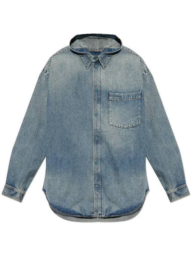 Collar Denim Long Sleeve Shirt Blue - BALENCIAGA - BALAAN 1