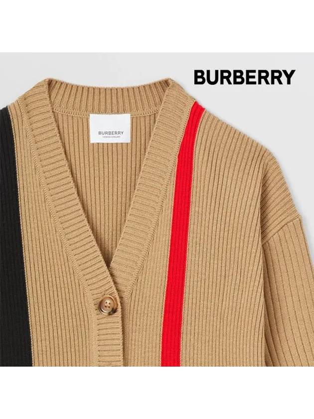 Kids Striped Rib Knit Wool Cardigan Archive Beige 8053479 3Y 10Y - BURBERRY - BALAAN 4