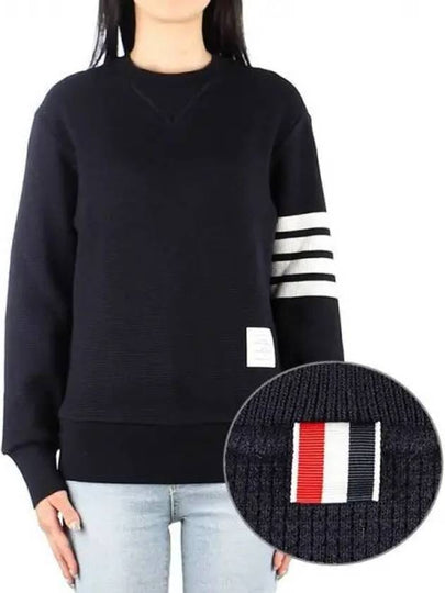 4-Bar Striped Waffle Wool Cashmere Pullover Knit Top Navy - THOM BROWNE - BALAAN 2