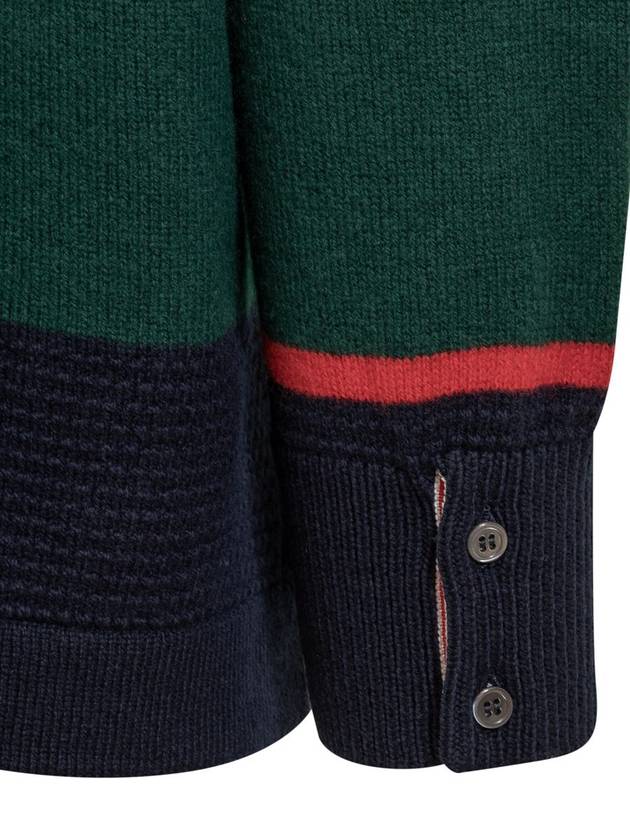 Rugby Stripe Merino 4 Bar Crew Neck Pullover Knit Top Green - THOM BROWNE - BALAAN 5