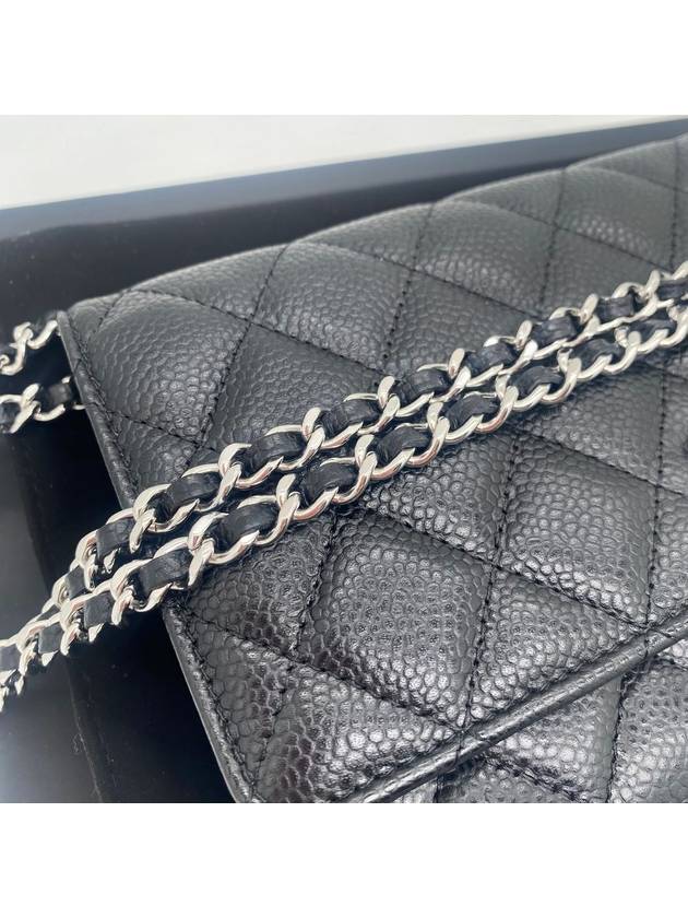 Classic Crossbag On Chain Grained Calfskin & Silver Black - CHANEL - BALAAN 10