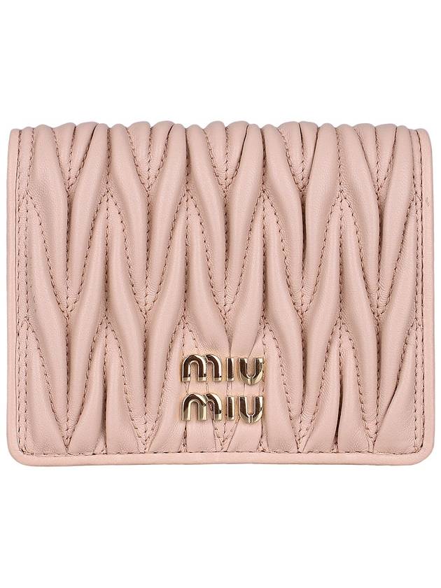 Matelasse Leather Half Wallet Light Pink - MIU MIU - BALAAN 3