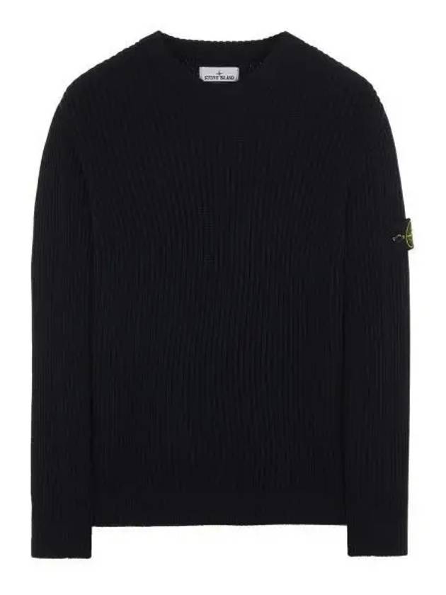 Full Rib Wool Knit Top Black - STONE ISLAND - BALAAN 2