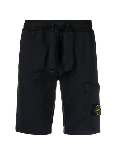 Cotton Fleece Cargo Bermuda Shorts Navy - STONE ISLAND - BALAAN 1