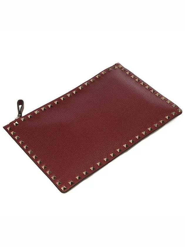 Gold Rockstud Clutch Burgundy VW2P0269VSH C52 - VALENTINO - BALAAN 7