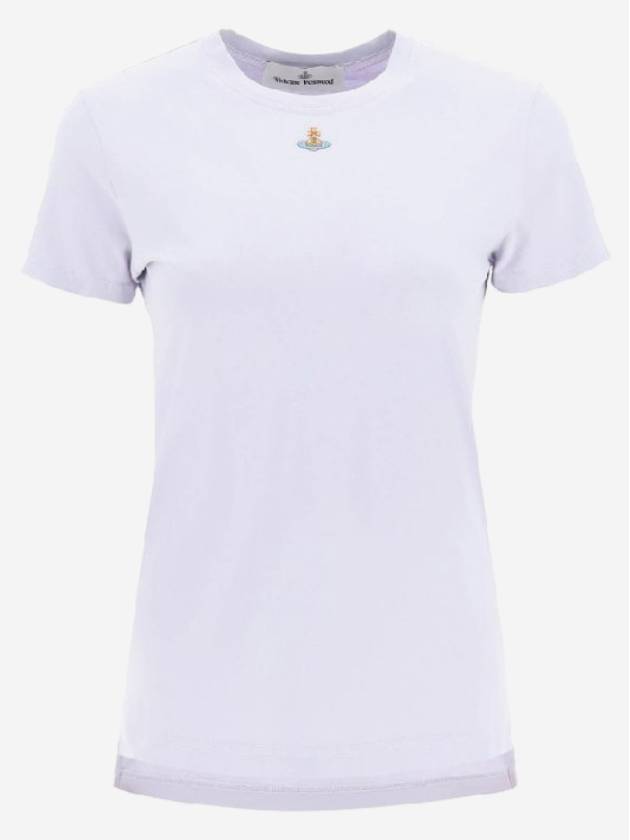 Embroidered Logo Short Sleeve T-Shirt Violet - VIVIENNE WESTWOOD - BALAAN 2