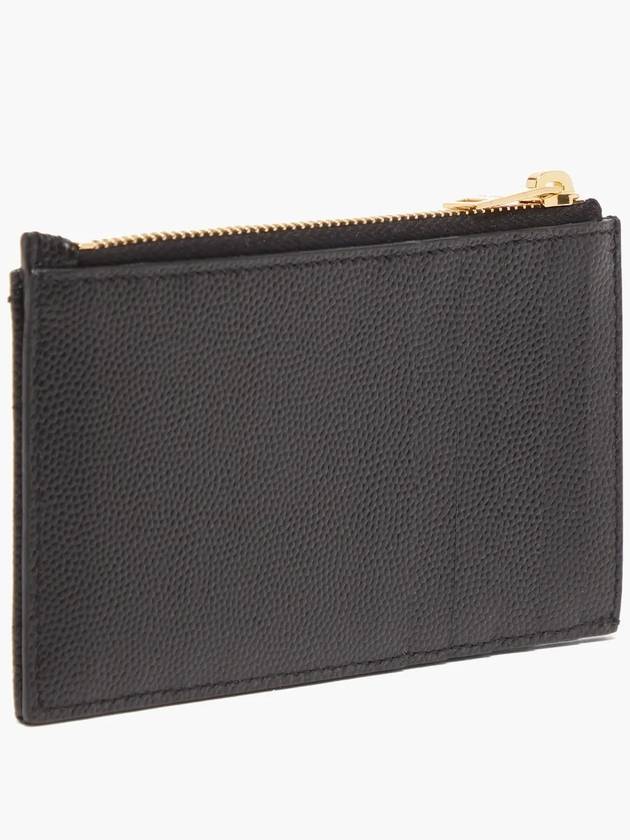 Monogram Fragment Zipper Card Wallet Black - SAINT LAURENT - BALAAN 3