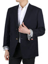 Men's Wool Pique Shooting Single Jacket Navy - THOM BROWNE - BALAAN 4