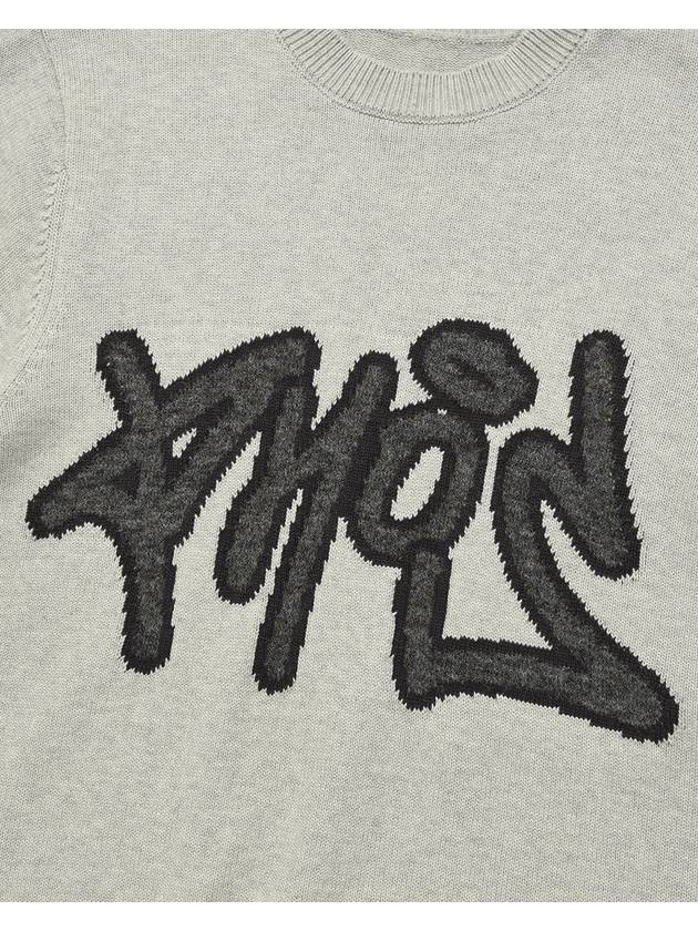 Graffiti Phos Knit PulloverMelange Unisex Logo Knit Top Gray - PHOS333 - BALAAN 5