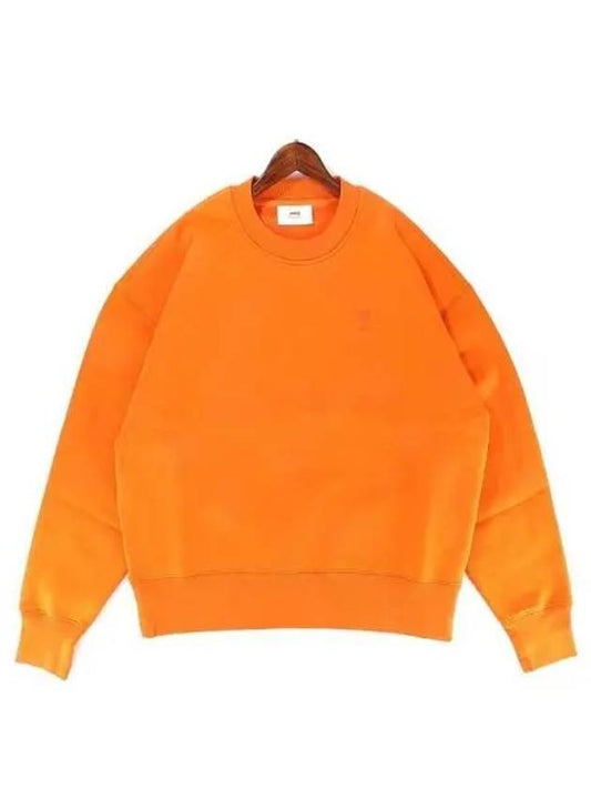 Tonal Heart Crew Neck Sweatshirt Orange - AMI - BALAAN 2