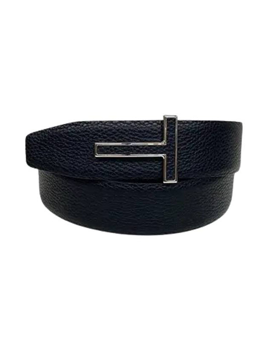 T Buckle Leather Belt Black - TOM FORD - BALAAN 2