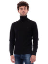 Logo Patch Merino Wool Turtleneck Black - LACOSTE - BALAAN 4