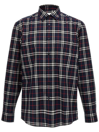 Check Pattern Long Sleeve Shirt Red Navy - BURBERRY - BALAAN 2