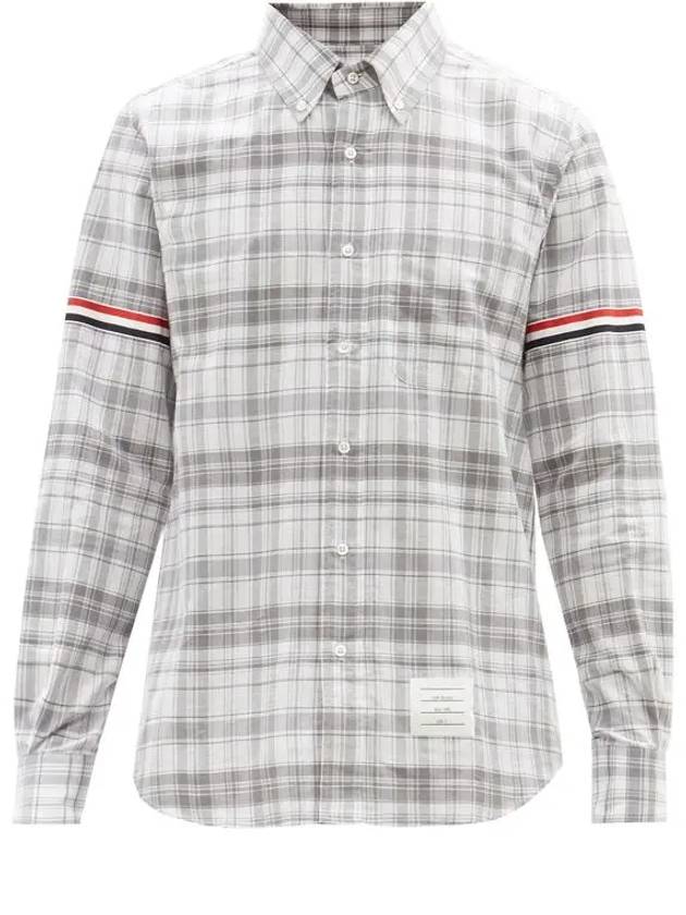 RWB Armband Plaid Long Sleeve Shirt Grey - THOM BROWNE - BALAAN 2