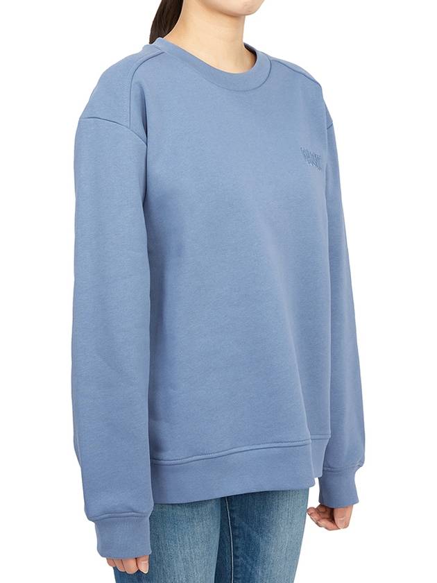 Women's Logo Print Cotton Sweatshirt Blue - GANNI - BALAAN 4