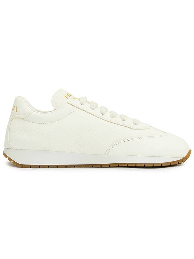 Leather Low Top Sneakers Ivory - PRADA - BALAAN 5