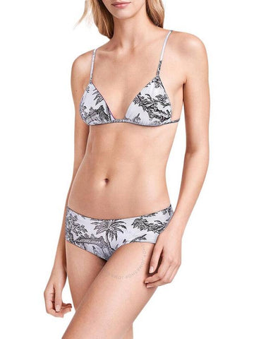 Wolford Iconic White Black/Amethyst Toile de Jouy Antoinette Beach Triangle Top, Size X-Small - WOLFORD - BALAAN 1