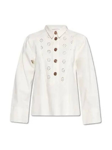 Seaby Shirt Women Button Punching Denim White - CHLOE - BALAAN 1