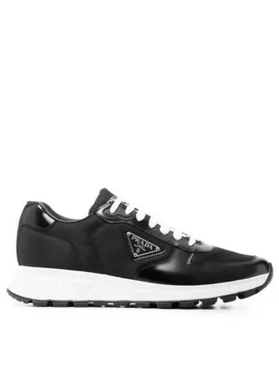 Prax 01 Re-Nylon Brushed Leather Low-Top Sneakers Black - PRADA - BALAAN 2