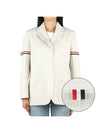 Women's RWB Tab Crop Sleeve Blazer Jacket Natural White - THOM BROWNE - BALAAN 1