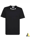 brushstroke neck logo crew neck cotton short sleeve t-shirt black - MSGM - BALAAN 2