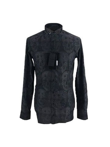 Skull Long Sleeve Shirt Dark Blue - PHILIPP PLEIN - BALAAN 1